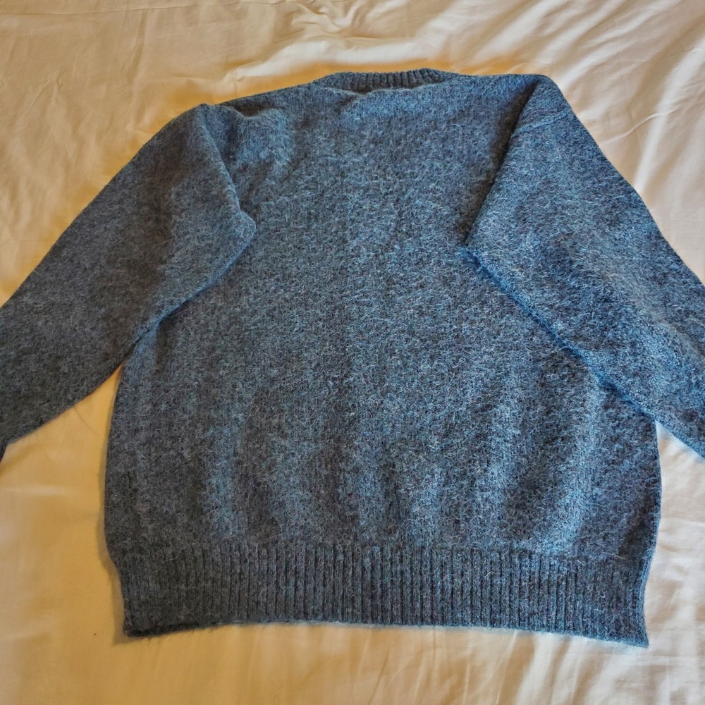 San Antonio Baby Alpaca Sweater Blue Crew Neck Knit Pullover Made in Peru - Picture 3 of 8